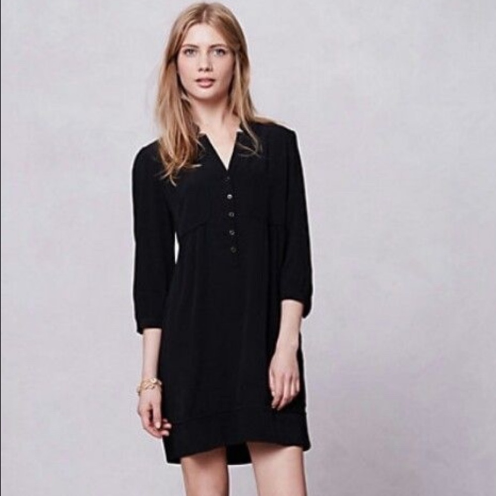 Anthropologie Maeve Taryn Crepe Shift Dress Black Size 6